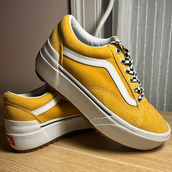 Vans Old Skool Stacked Platform Shoe Sneaker Golden Yellow Womens Size 7.5 - Picture 2 of 6